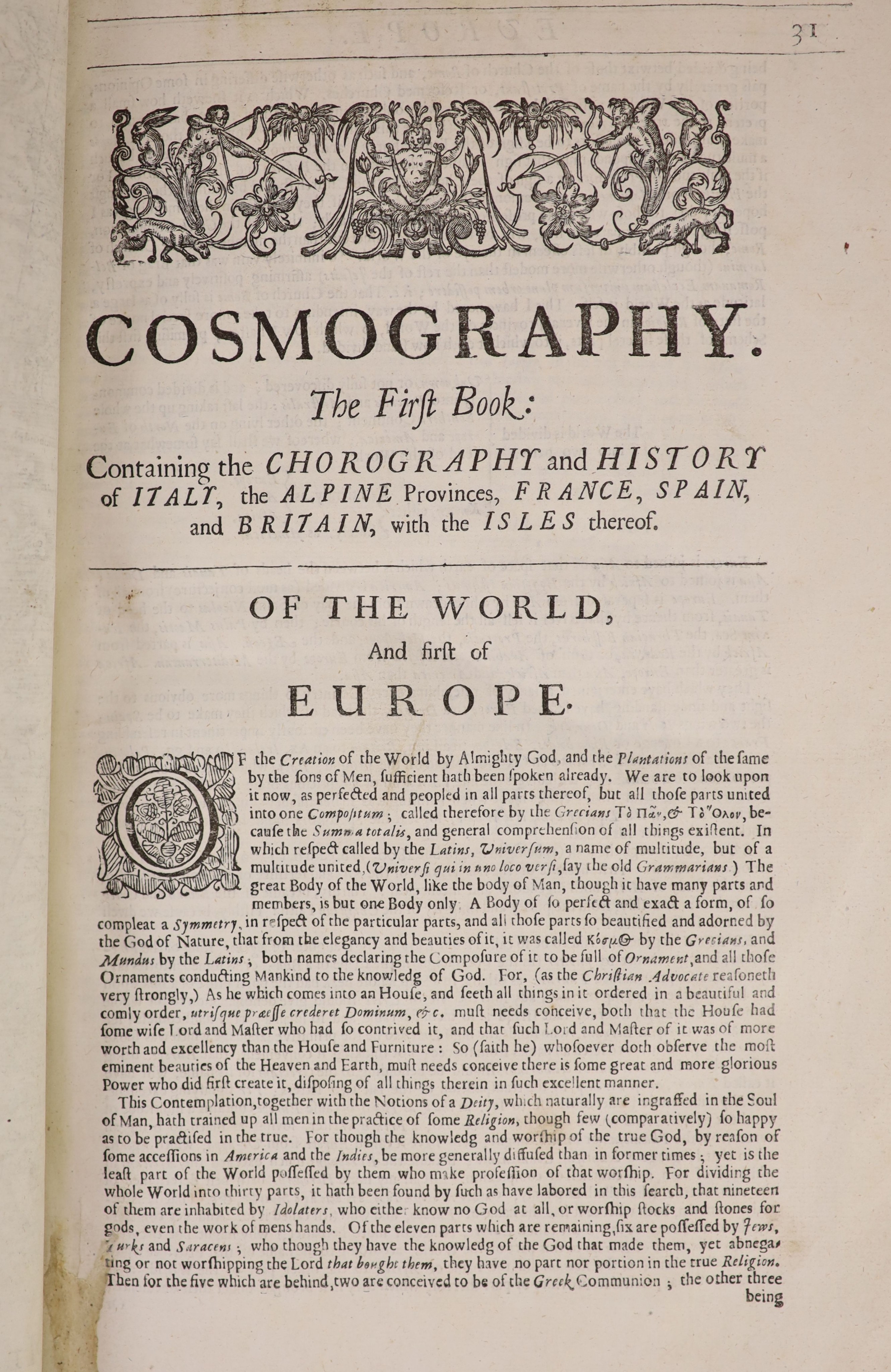 Heylyn, Peter. Cosmographie, in Four Books. Containing the Chorographie and Historie of the Whole Word, and all the principal kingdoms, provinces, seas, and isles thereof ... revised and corrected by the author ...